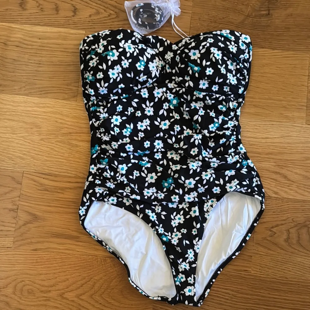 Floral Black Anne Cole Swimsuit - Picture 1 of 5